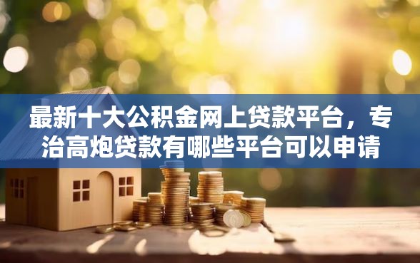 最新十大公积金网上贷款平台，专治高炮贷款有哪些平台可以申请