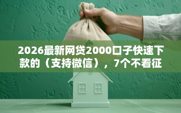 2026最新网贷2000口子快速下款的（支持微信），7个不看征信的借钱软件无私分享
