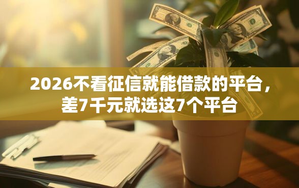 2026不看征信就能借款的平台，差7千元就选这7个平台