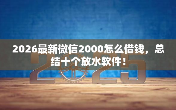 2026最新微信2000怎么借钱，总结十个放水软件！