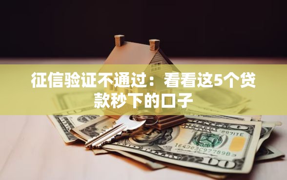 征信验证不通过：看看这5个贷款秒下的口子