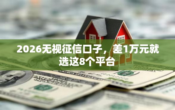 2026无视征信口子，差1万元就选这8个平台