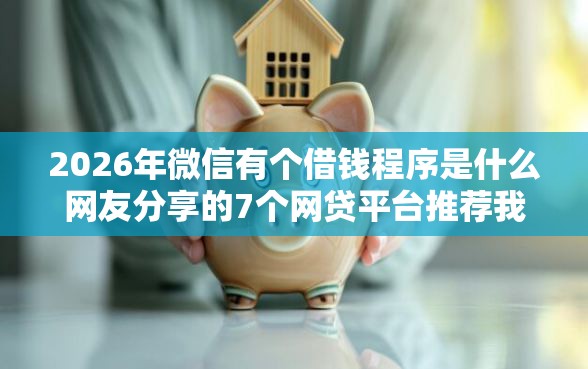 2026年微信有个借钱程序是什么网友分享的7个网贷平台推荐我觉得不错！