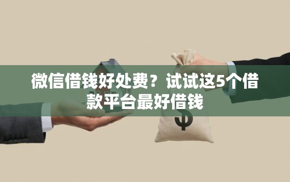 微信借钱好处费？试试这5个借款平台最好借钱
