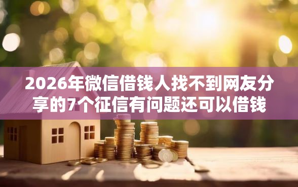 2026年微信借钱人找不到网友分享的7个征信有问题还可以借钱出来的平台我觉得不错！
