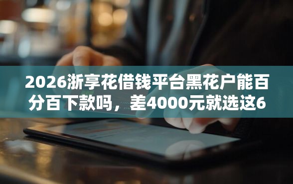 2026浙享花借钱平台黑花户能百分百下款吗，差4000元就选这6个平台