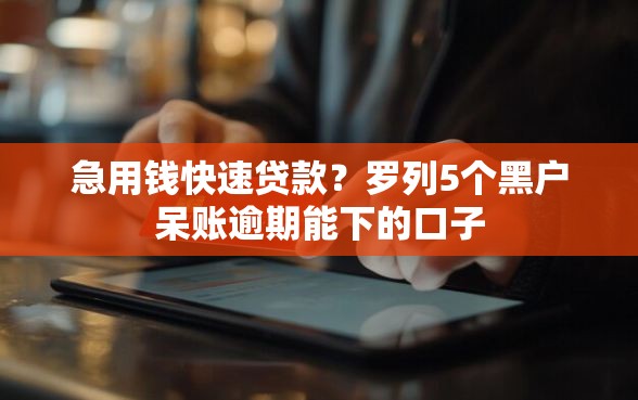 急用钱快速贷款？罗列5个黑户呆账逾期能下的口子