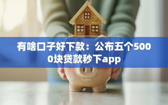 有啥口子好下款：公布五个5000块贷款秒下app