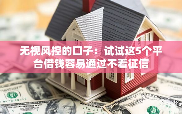 无视风控的口子：试试这5个平台借钱容易通过不看征信