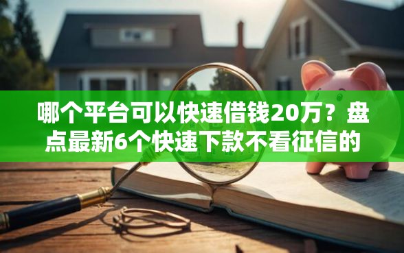 哪个平台可以快速借钱20万？盘点最新6个快速下款不看征信的平台
