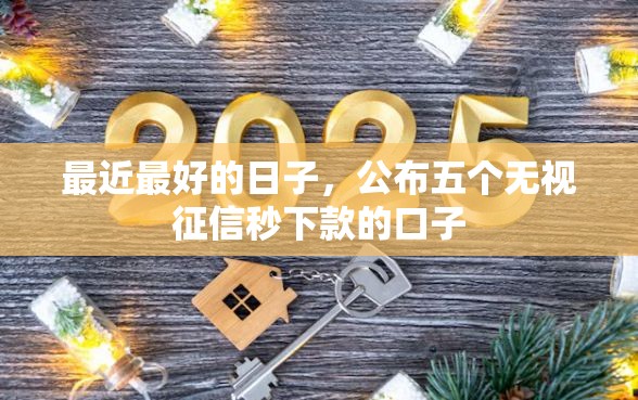 最近最好的日子，公布五个无视征信秒下款的口子