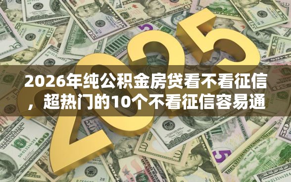 2026年纯公积金房贷看不看征信，超热门的10个不看征信容易通过的贷款平台推荐