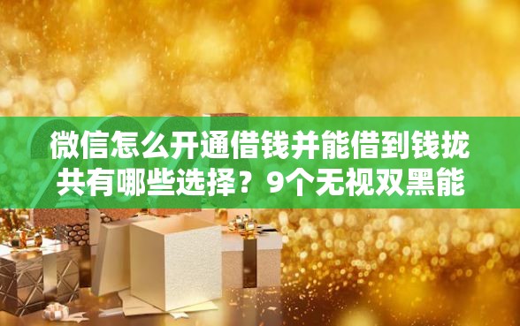 微信怎么开通借钱并能借到钱拢共有哪些选择？9个无视双黑能下的分期贷详解