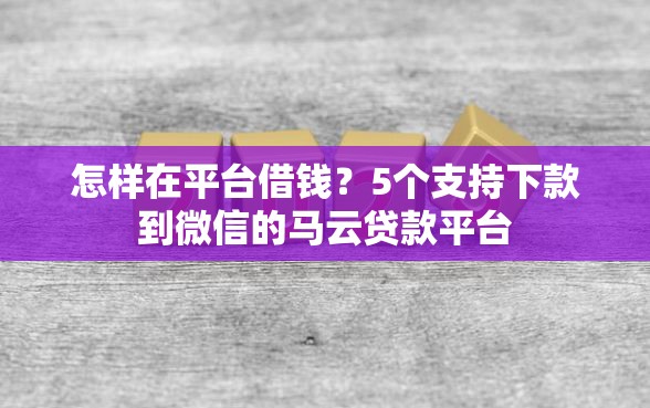 怎样在平台借钱?5个支持下款到微信的马云贷款平台 怎样在平台借钱?5个支持下款到微信的马云贷款平台