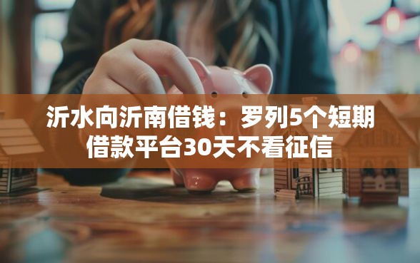 沂水向沂南借钱：罗列5个短期借款平台30天不看征信