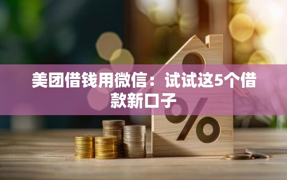 美团借钱用微信：试试这5个借款新口子
