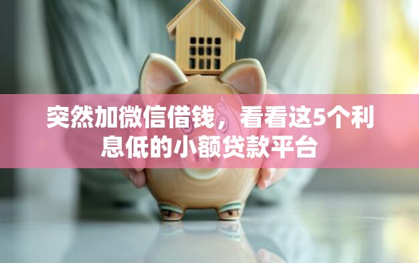 突然加微信借钱，看看这5个利息低的小额贷款平台