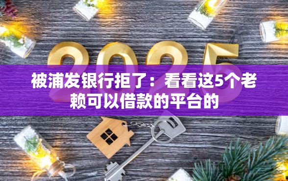 被浦发银行拒了：看看这5个老赖可以借款的平台的
