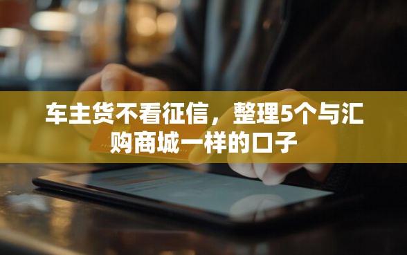 车主货不看征信，整理5个与汇购商城一样的口子