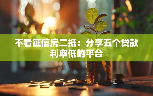 不看征信房二抵：分享五个贷款利率低的平台
