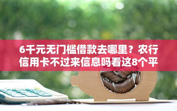 6千元无门槛借款去哪里？农行信用卡不过来信息吗看这8个平台