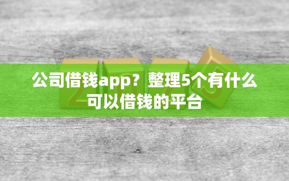 公司借钱app？整理5个有什么可以借钱的平台