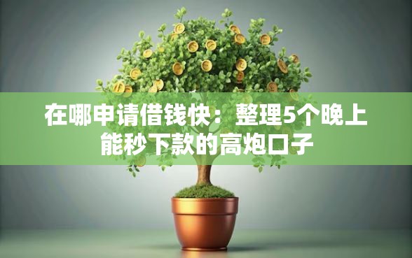 在哪申请借钱快：整理5个晚上能秒下款的高炮口子