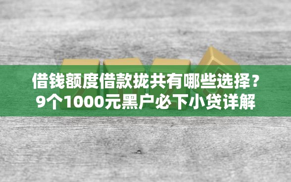 借钱额度借款拢共有哪些选择？9个1000元黑户必下小贷详解