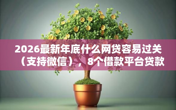2026最新年底什么网贷容易过关（支持微信），8个借款平台贷款不看征信无私分享