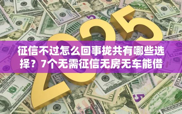 征信不过怎么回事拢共有哪些选择？7个无需征信无房无车能借钱的贷款平台详解