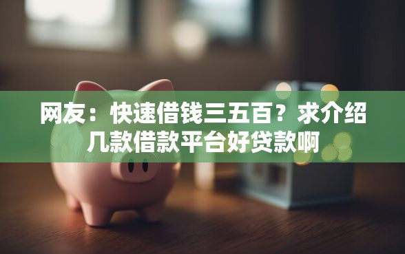 网友：快速借钱三五百？求介绍几款借款平台好贷款啊