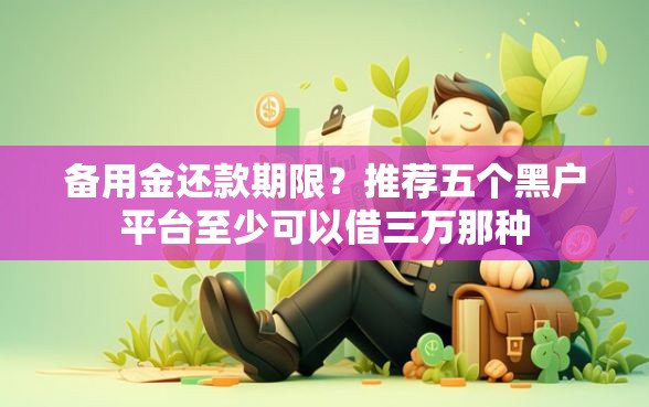 备用金还款期限？推荐五个黑户平台至少可以借三万那种