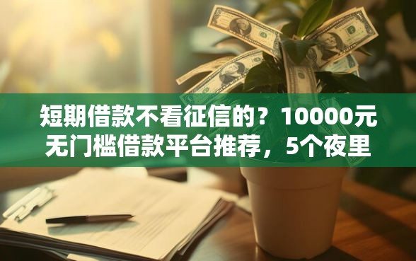 短期借款不看征信的？10000元无门槛借款平台推荐，5个夜里借款平台好下款盘点