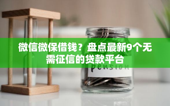 微信微保借钱？盘点最新9个无需征信的贷款平台