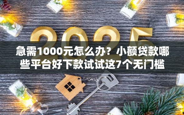 急需1000元怎么办？小额贷款哪些平台好下款试试这7个无门槛平台