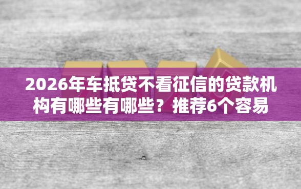 2026年车抵贷不看征信的贷款机构有哪些有哪些？推荐6个容易下款的平台