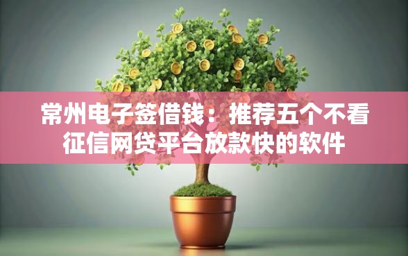 常州电子签借钱：推荐五个不看征信网贷平台放款快的软件