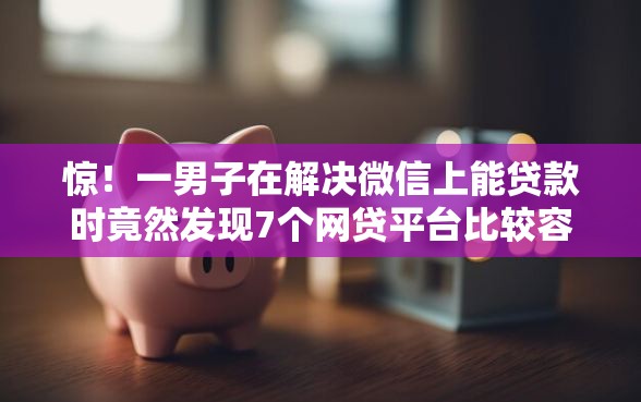 惊！一男子在解决微信上能贷款时竟然发现7个网贷平台比较容易通过，事后分享了出来