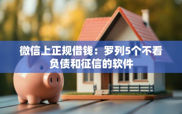 微信上正规借钱：罗列5个不看负债和征信的软件