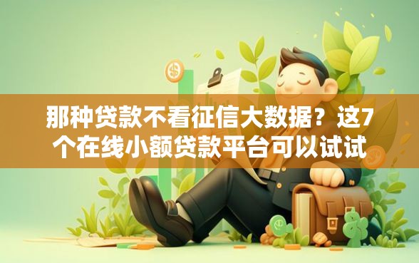 那种贷款不看征信大数据？这7个在线小额贷款平台可以试试