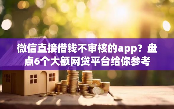 微信直接借钱不审核的app？盘点6个大额网贷平台给你参考