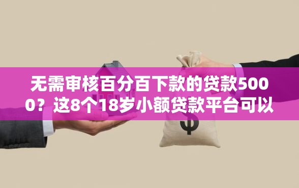 无需审核百分百下款的贷款5000？这8个18岁小额贷款平台可以试试