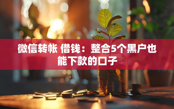 微信转帐 借钱:整合5个黑户也能下款的口子 微信转帐 借钱:整合5个黑户也能下款的口子