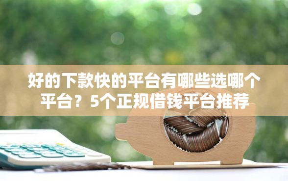 好的下款快的平台有哪些选哪个平台？5个正规借钱平台推荐