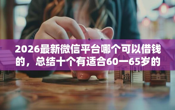 2026最新微信平台哪个可以借钱的，总结十个有适合60一65岁的贷款平台！