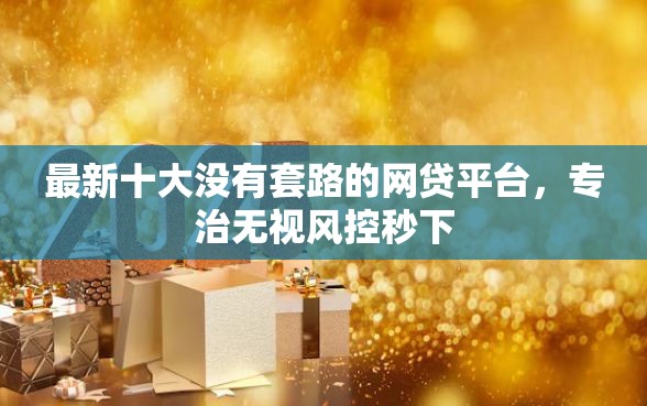 最新十大没有套路的网贷平台，专治无视风控秒下