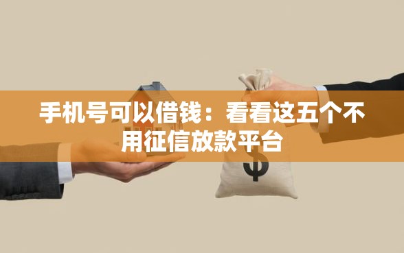 手机号可以借钱：看看这五个不用征信放款平台