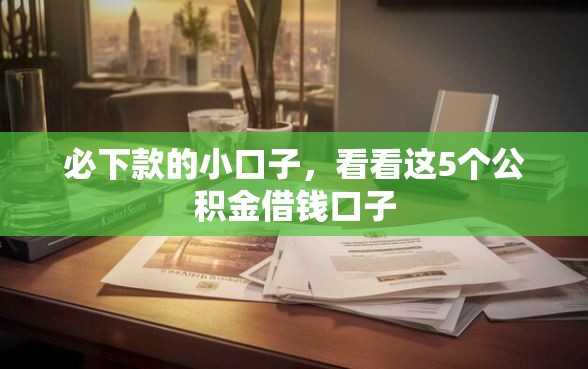 必下款的小口子，看看这5个公积金借钱口子