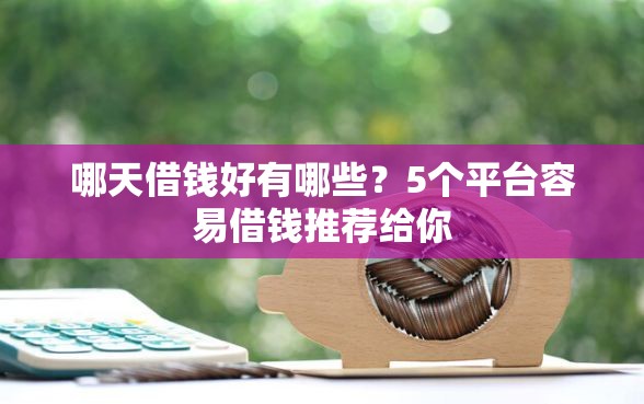 哪天借钱好有哪些？5个平台容易借钱推荐给你
