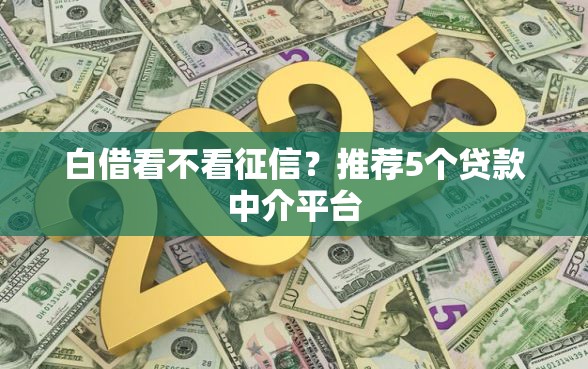 白借看不看征信？推荐5个贷款中介平台